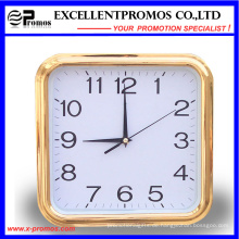 Gold Rahmen Logo Printing Square Kunststoff Wanduhr (Item27)